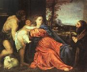 TIZIANO Vecellio Holy Family and Donor t oil painting reproduction